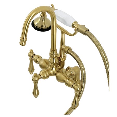 KINGSTON BRASS AE13T7 Clawfoot Tub Faucet with Hand Shower, Brushed Brass AE13T7